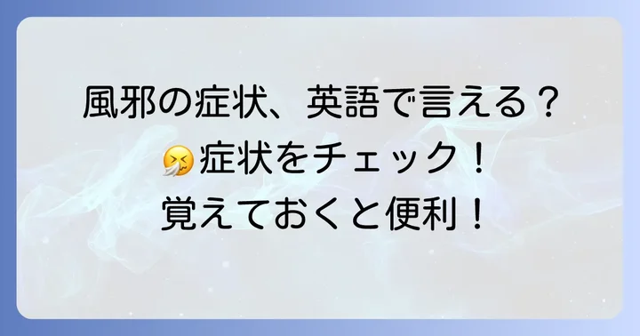 風邪に関するその他の役立つ英語表現