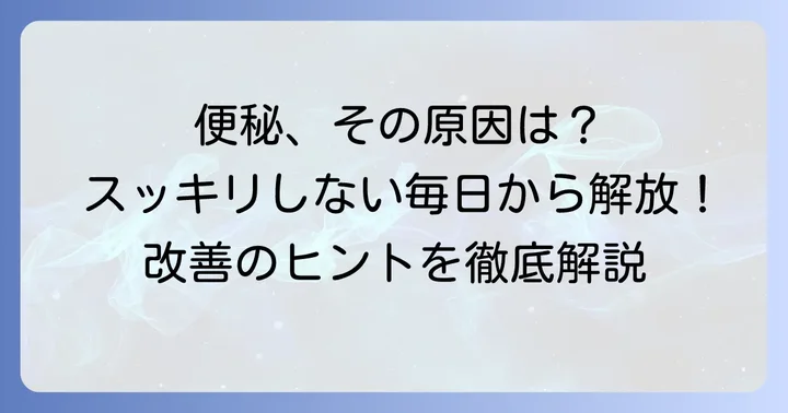 便通が滞る原因と改善の重要性