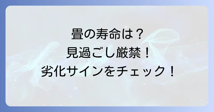 琉球畳の表替えを検討する時期とサイン