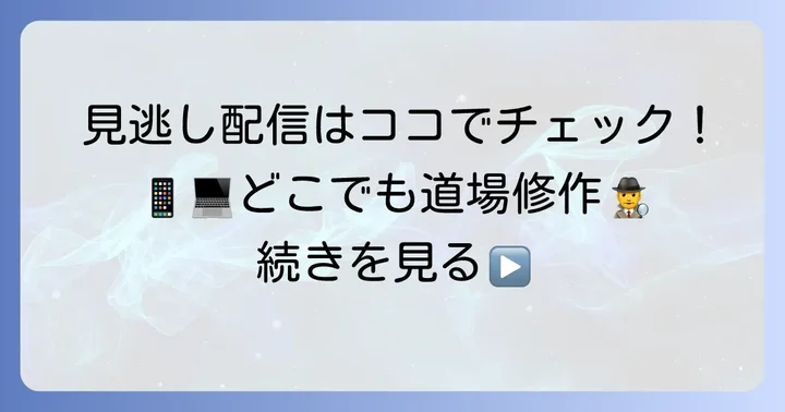 「旅人検視官道場修作」を見逃し配信で楽しむ方法
