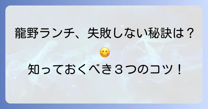 龍野のランチ選びで失敗しないコツ