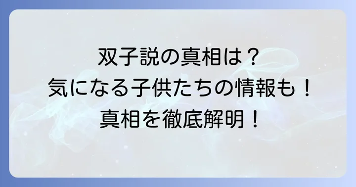 妻夫木聡さんとマイコさんの子供は双子?
