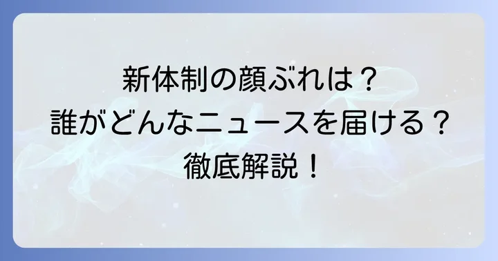 2024年度「ニュースウォッチ9」キャスター交代の詳細