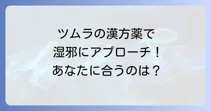 ツムラの漢方薬で湿邪にアプローチ！おすすめの処方と選び方