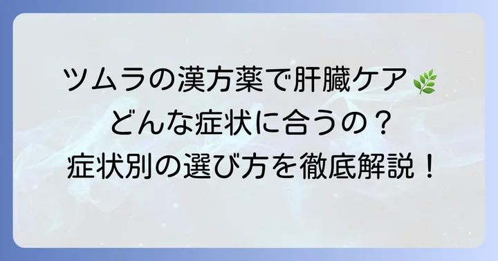 ツムラが提供する肝臓に良いとされる主な漢方薬