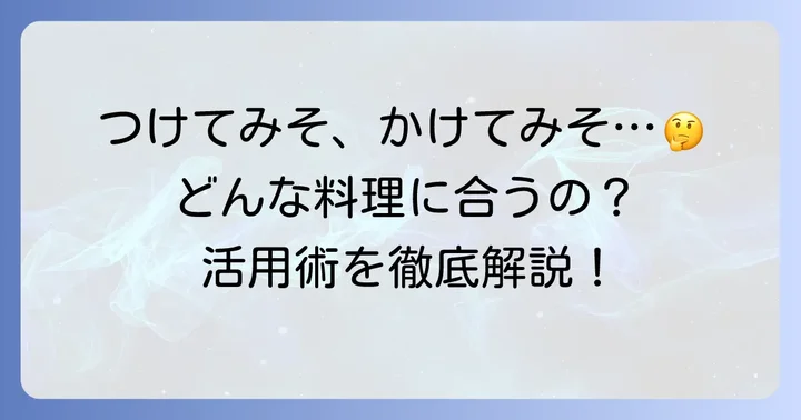 定番から意外な組み合わせまで！「つけてみそかけてみそ」の活用方法