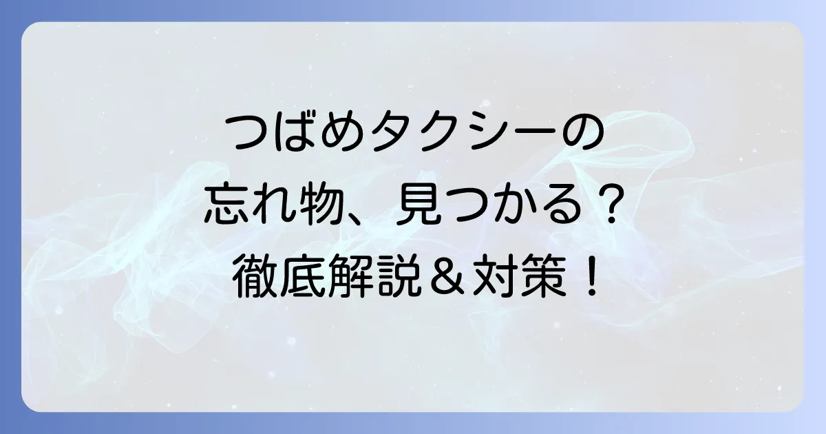 つばめタクシーで忘れ物を見つける方法と防止策を徹底解説！