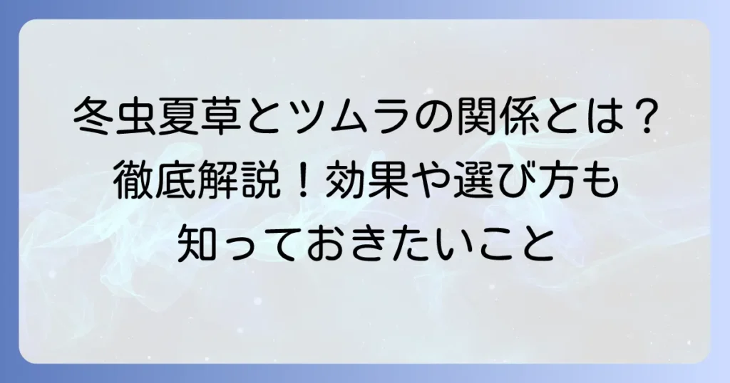 冬虫夏草はツムラの漢方薬?その効果と選び方を徹底解説