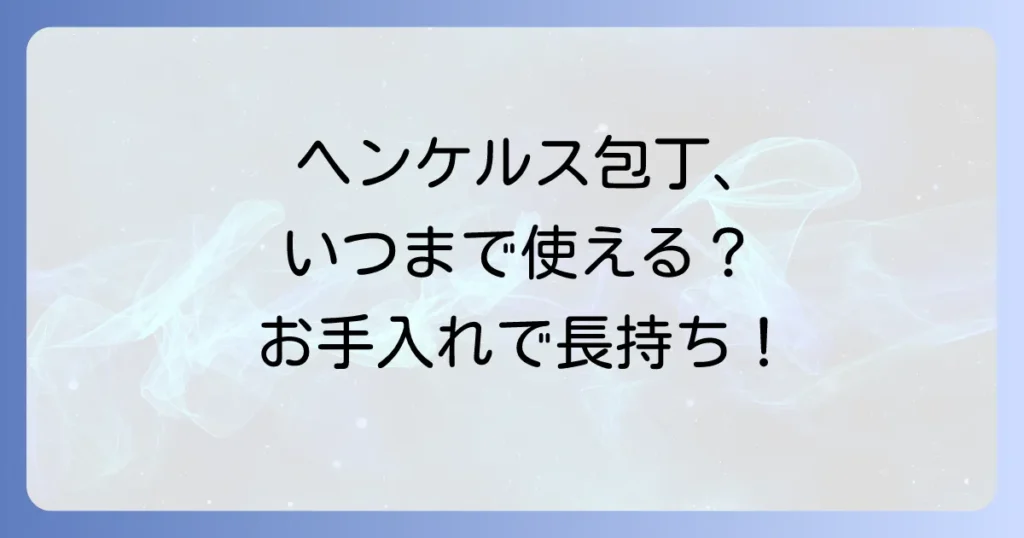 ヘンケルス包丁の寿命を延ばす！長持ちさせる手入れと買い替え時期を徹底解説