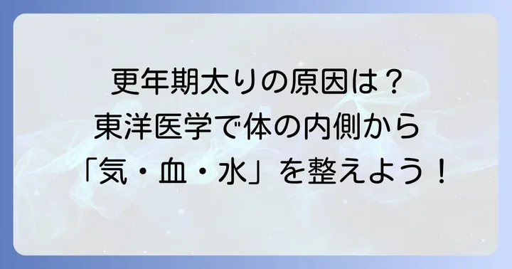 更年期太りへの漢方アプローチ：東洋医学「気・血・水」の考え方