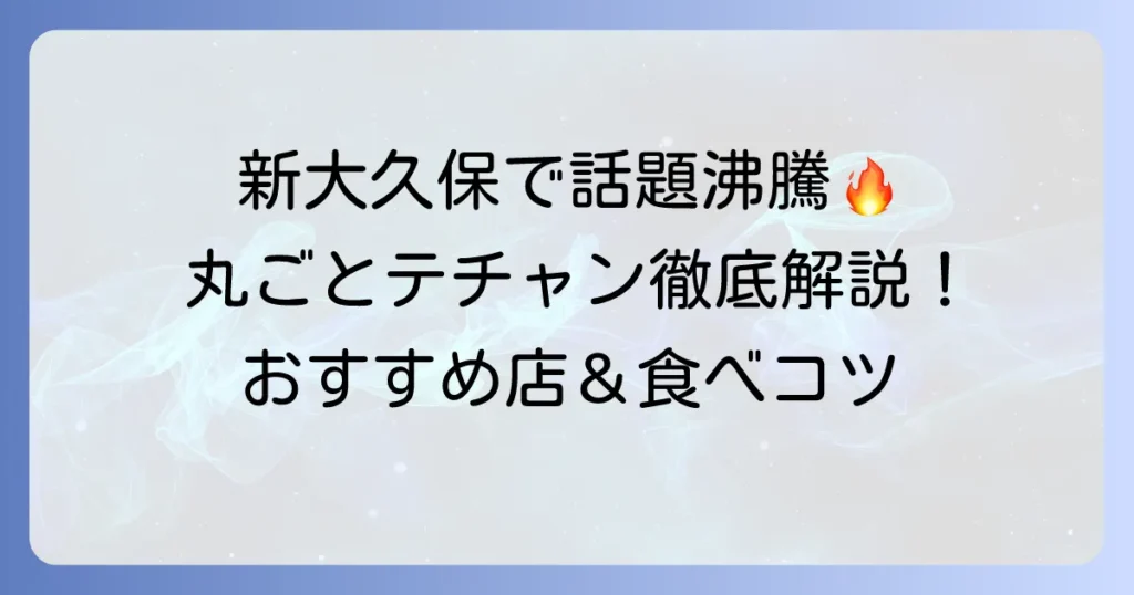 新大久保で丸ごとテチャンを堪能！おすすめ人気店と絶品グルメの楽しみ方