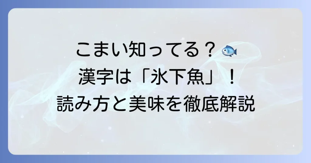 こまい魚の漢字は氷下魚！その由来や特徴、美味しい食べ方を徹底解説