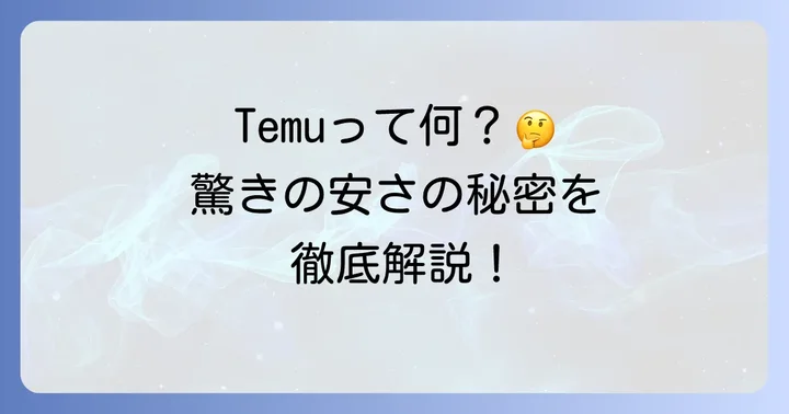 Temu（テム）とは？驚きの低価格で話題のECサイトを解説