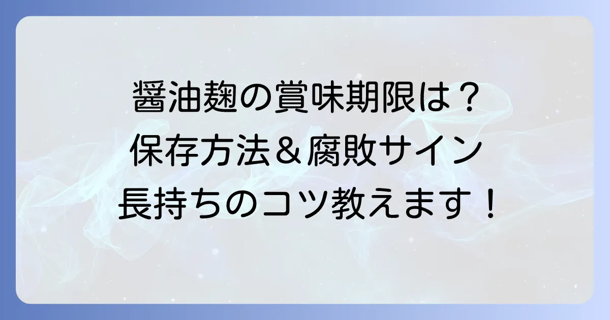 手作り醤油麹の賞味期限はどれくらい？長持ちさせる保存方法と腐敗の見分け方