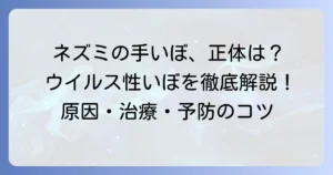 ネズミの手いぼの正体は？ウイルス性いぼの原因・種類・治療法と予防策を徹底解説
