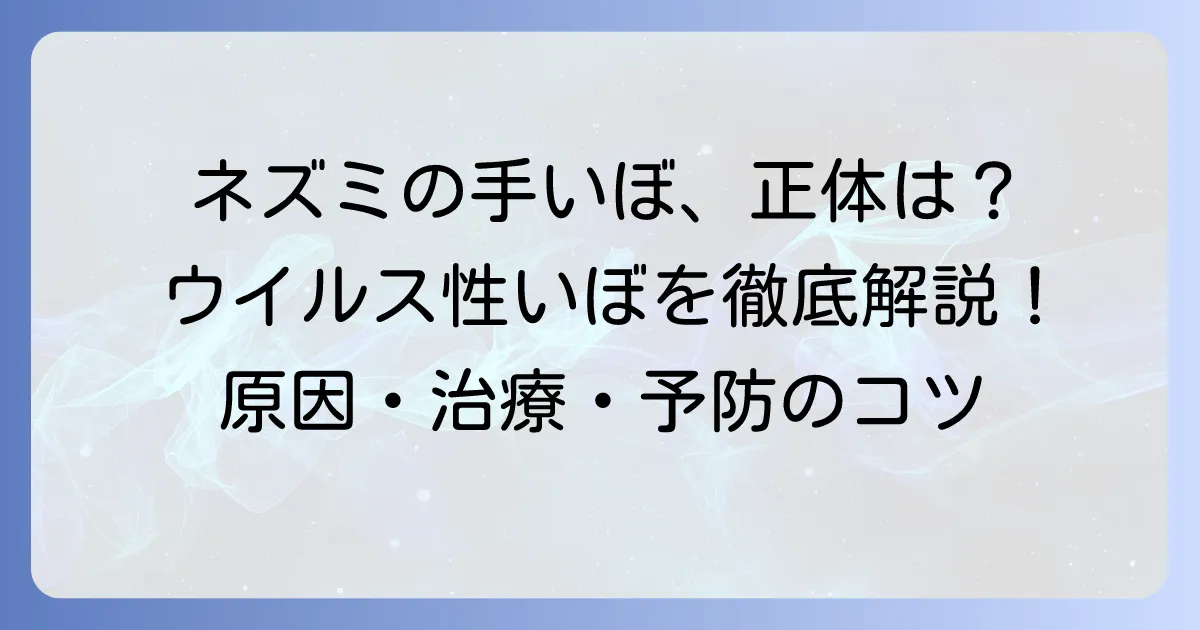 ネズミの手いぼの正体は？ウイルス性いぼの原因・種類・治療法と予防策を徹底解説