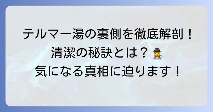 テルマー湯の清掃体制と衛生管理の実態を深掘り