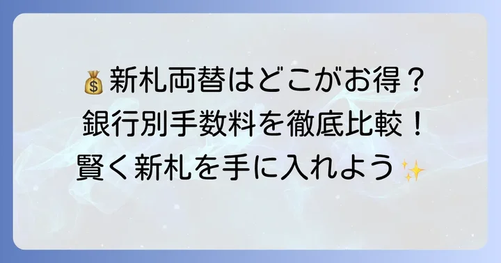 他の銀行での新札両替サービスと手数料比較
