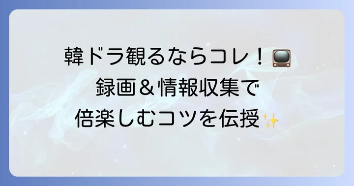 BS5韓国ドラマをもっと楽しむコツ