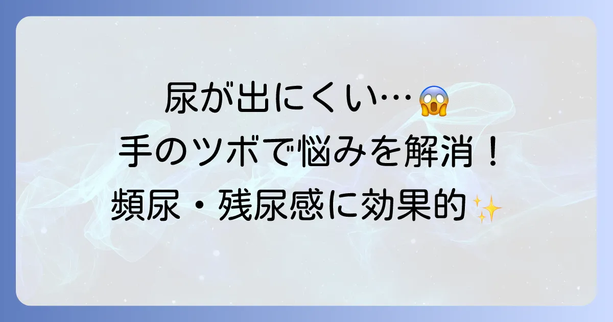 尿を出す方法：ツボを手で押して排尿を促す！残尿感や頻尿の悩み解消