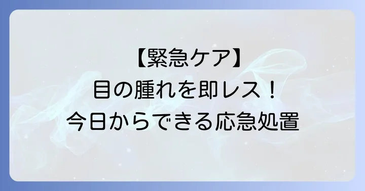 腫れた目をすぐに治したい！即効性のある対処法
