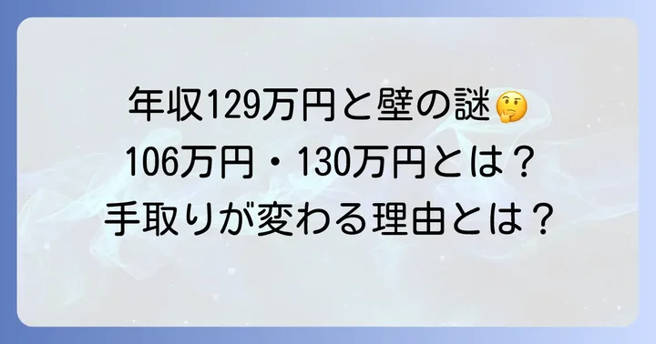 106万円・130万円の壁とは？129万円との関係性を理解する