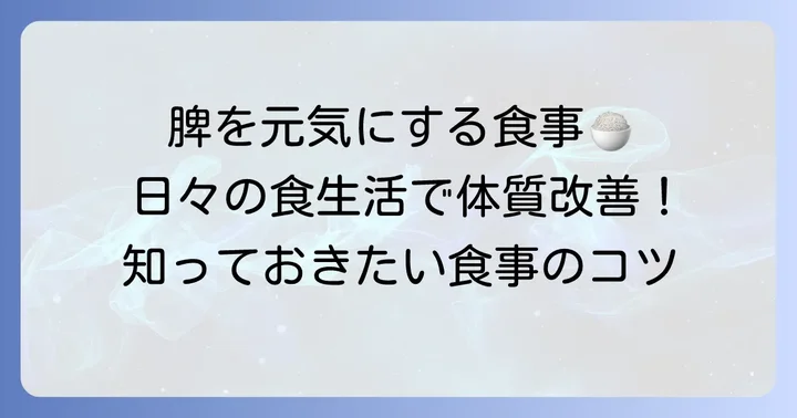 脾臓の健康を高めるための生活習慣と食事のコツ