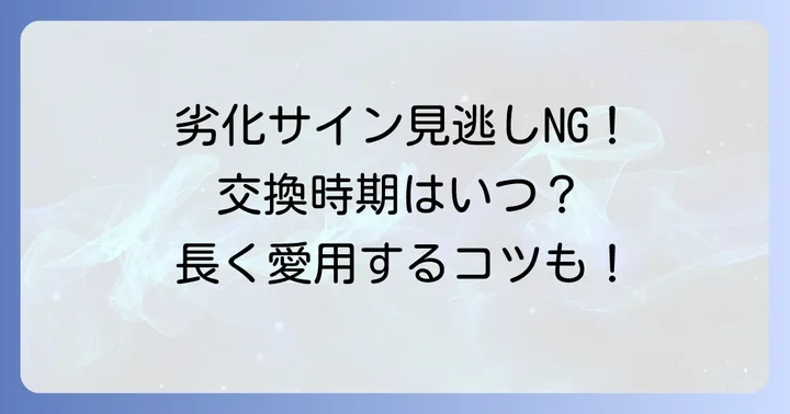 ディグニクス05の劣化のサインと交換時期の目安
