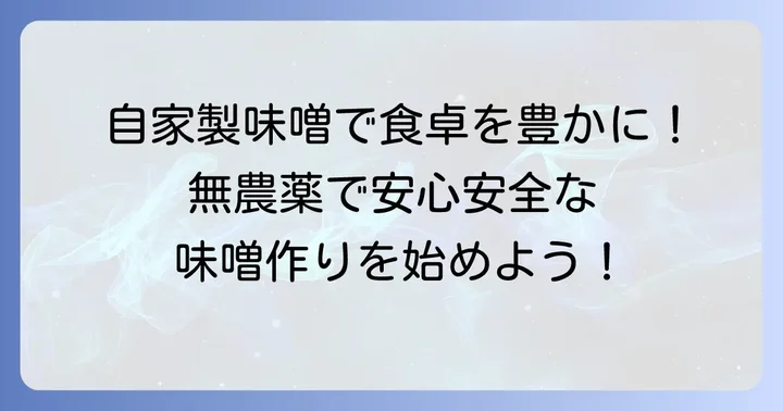 無農薬手作り味噌キットで始める安心安全な自家製味噌生活
