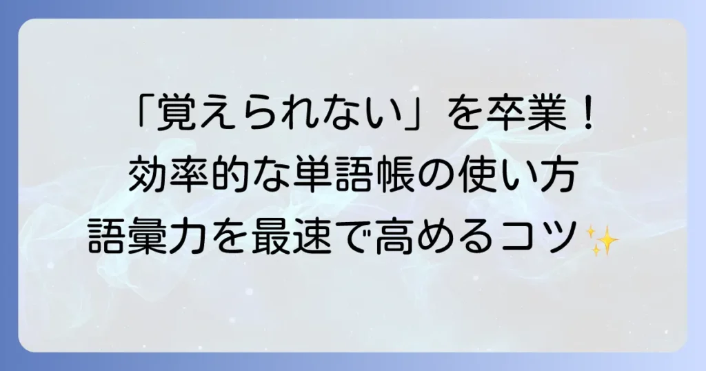 単語帳の使い方の徹底解説！効率的な暗記で語彙力を高める方法