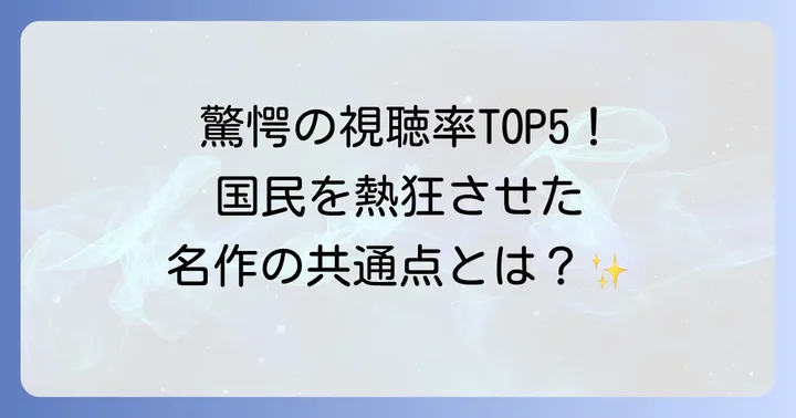 歴代大河ドラマ視聴率ランキング！高視聴率作品の共通点