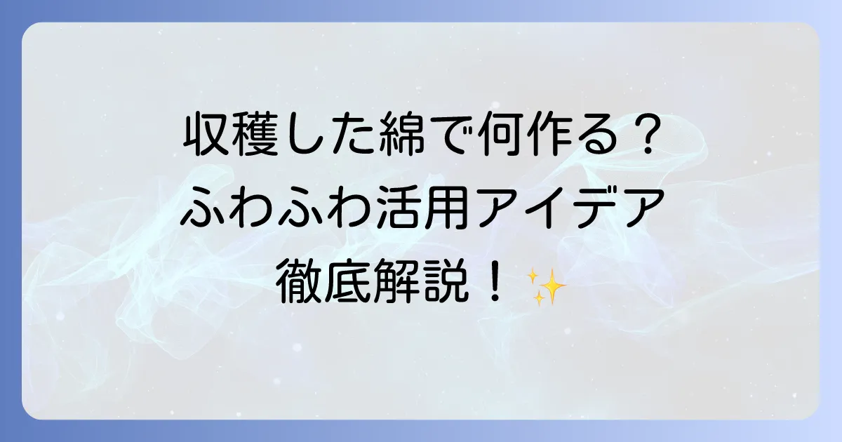 収穫した綿の使い方を徹底解説！手作り品から日常活用まで