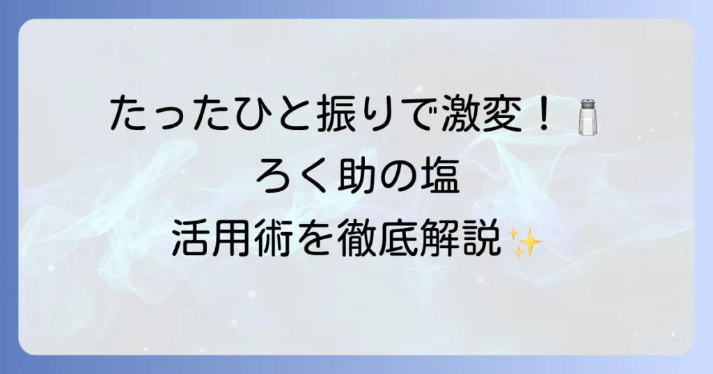 ろく助の塩の使い方を徹底解説！料理が劇的に変わる活用術と種類別おすすめレシピ