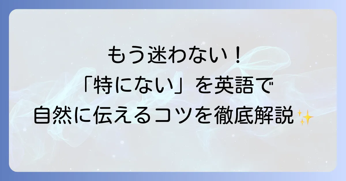 「特にない」を英語で自然に伝える方法を徹底解説！状況別フレーズと使い分け
