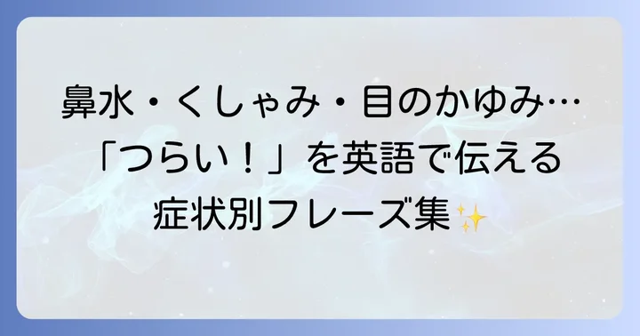 花粉症の具体的な症状を英語で説明する