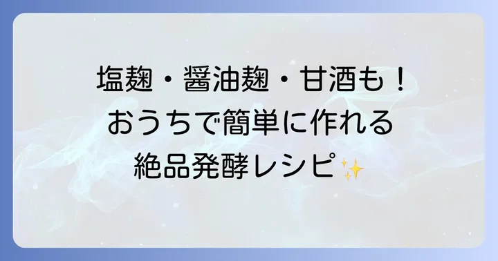 乾燥米麹で作る絶品発酵食品レシピ