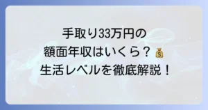 手取り33万円の額面年収はいくら？生活レベルや貯金方法を徹底解説