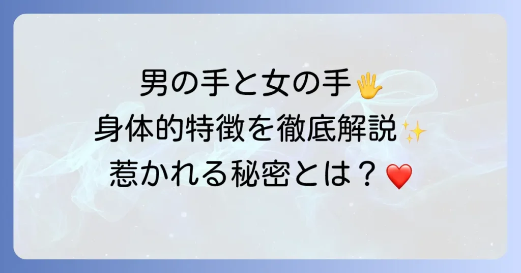 手と男女の違いを徹底解説！大きさや指の長さ、握力まで身体的特徴を比較