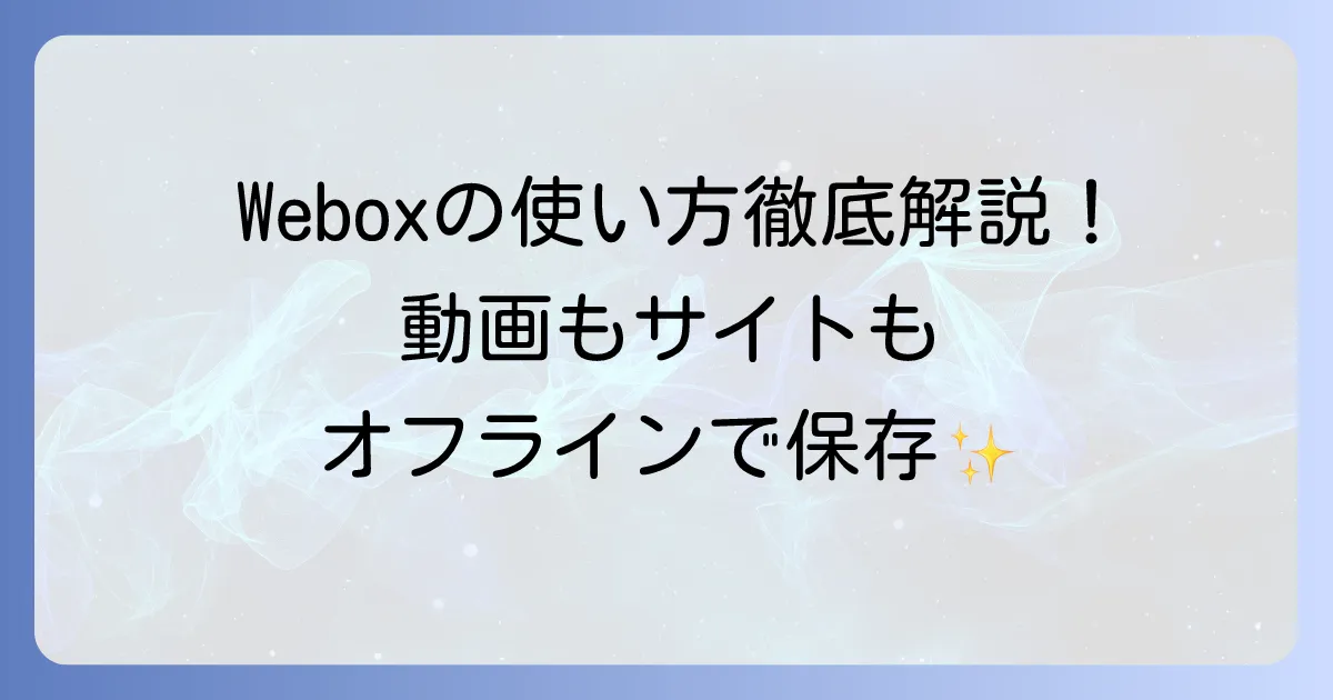 Weboxの使い方を徹底解説！動画保存からウェブページ管理までの方法