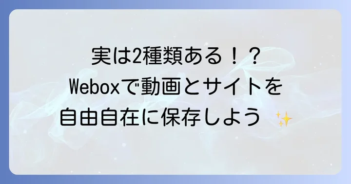 Weboxとは？動画保存・ウェブページ管理アプリの概要