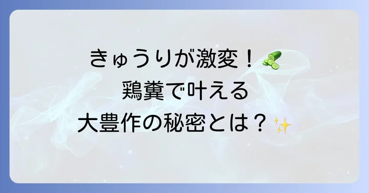きゅうりの追肥に鶏糞を使うメリットと魅力