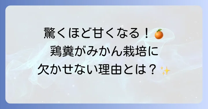 みかん栽培に鶏糞肥料がおすすめな理由