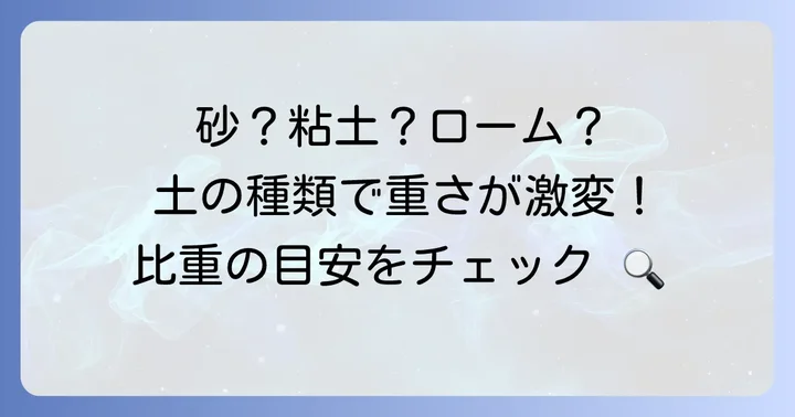 土の種類別!残土の比重の目安