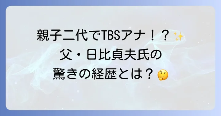 日比麻音子アナの父親は元TBSアナウンサー日比貞夫氏