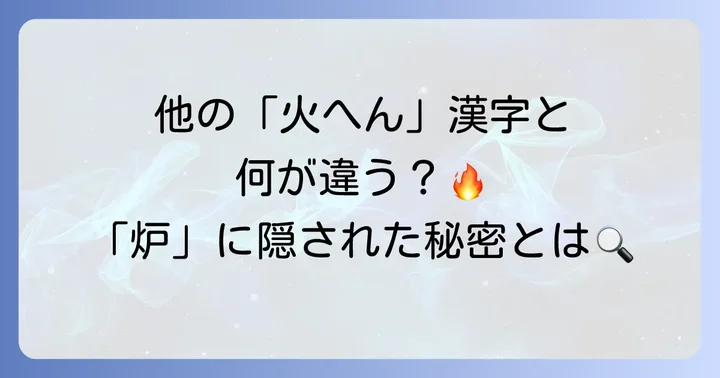 「火へん」を持つ他の漢字と「炉」との関連性