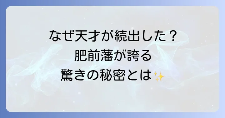 肥前藩が多くの有名人を輩出した背景