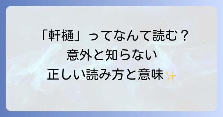 軒樋の正しい読み方と意味を理解しよう