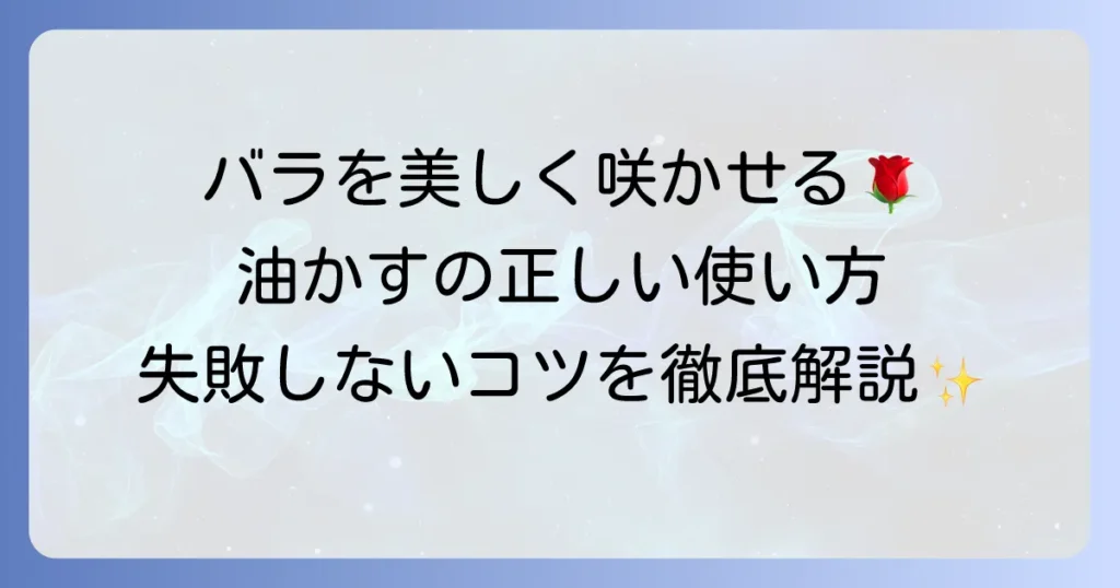 バラの肥料に油かすを使うための徹底解説！美しいバラを咲かせるためのコツと注意点