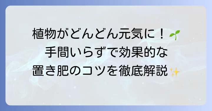 置き肥おすすめ徹底解説！植物を元気にする基本知識