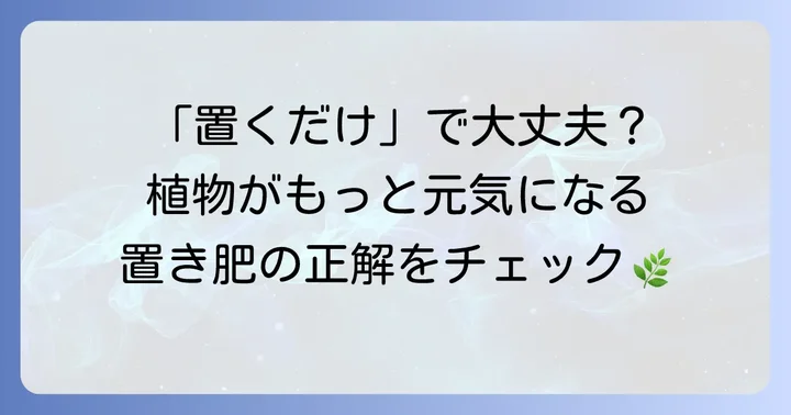 置き肥の正しい使い方と注意点！効果を最大限に引き出すコツ